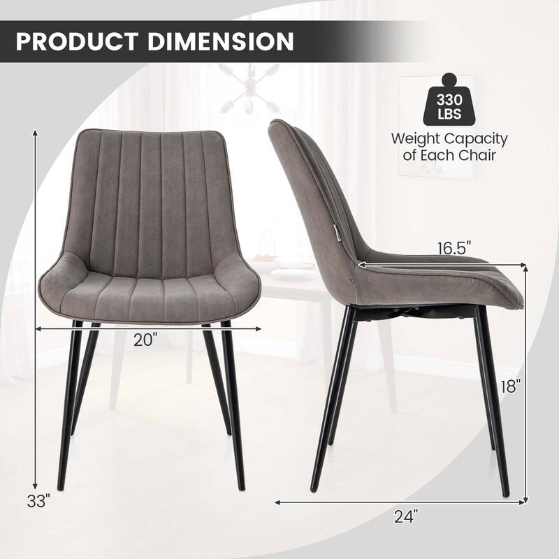 Costway Dining Chair Set of 2 Upholstered Leisure Chairs with Metal - See Details