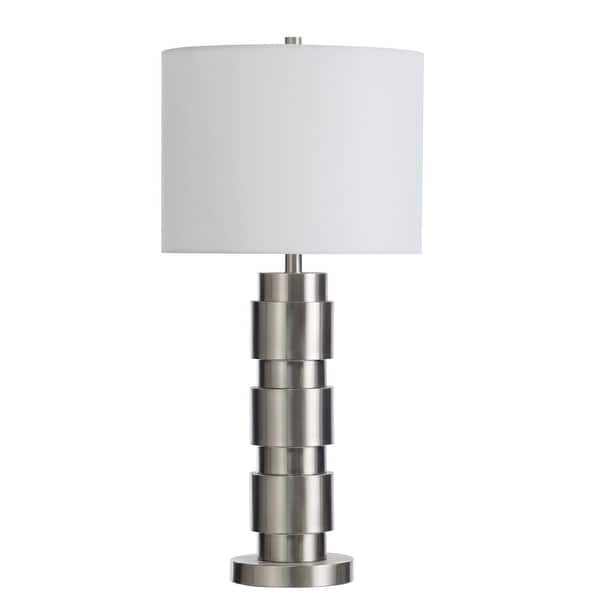 Brushed Steel Table Lamp Modern Layered Base White Shade On Sale Bed Bath & Beyond