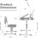 preview thumbnail 18 of 19, Kids Art Desk Drafting Table Desk Set with Adjustable Height, 40-Degree Tiltable Children Desktop, LED Light, Bookstand