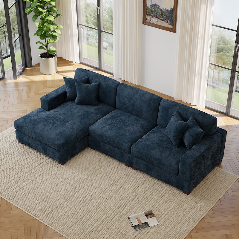 Oversized Modern Chenille Modular Sectional Sofa with Chaise