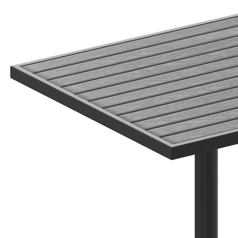 Outdoor Faux Teak Dining Table with Poly Slats - Patio Table - 30"W x 30"D x 30"H - 30"W x 30"D x 30"H