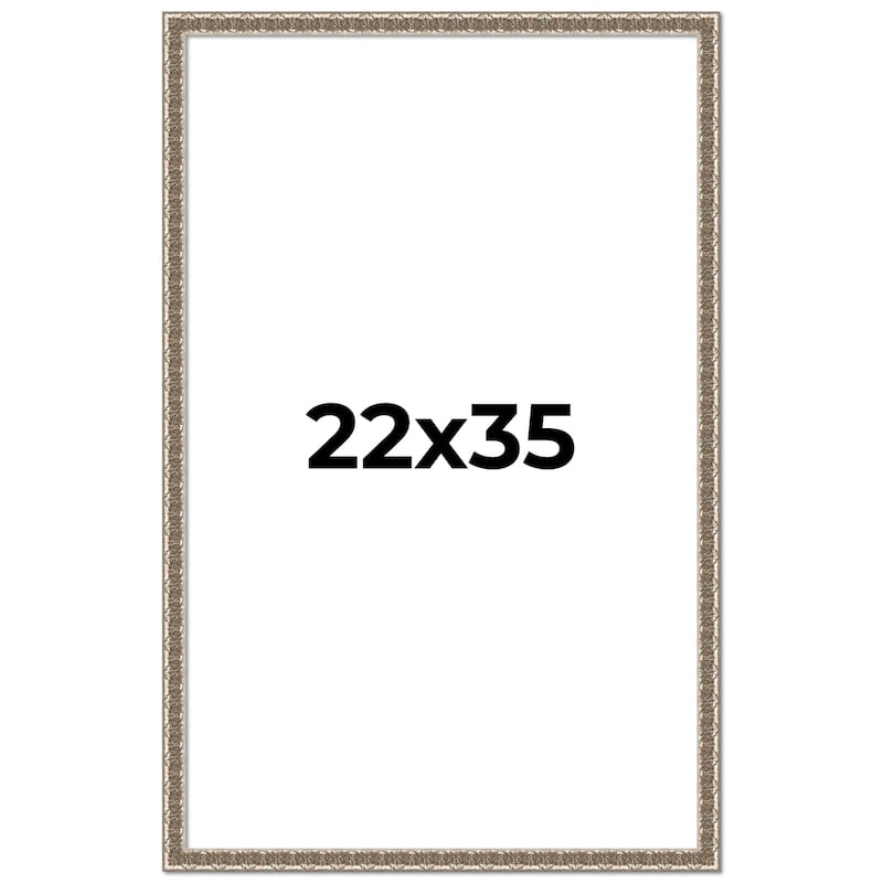22x35 Frame Silver Versailles Ornate Solid Wood Picture Frame | 1 Inch