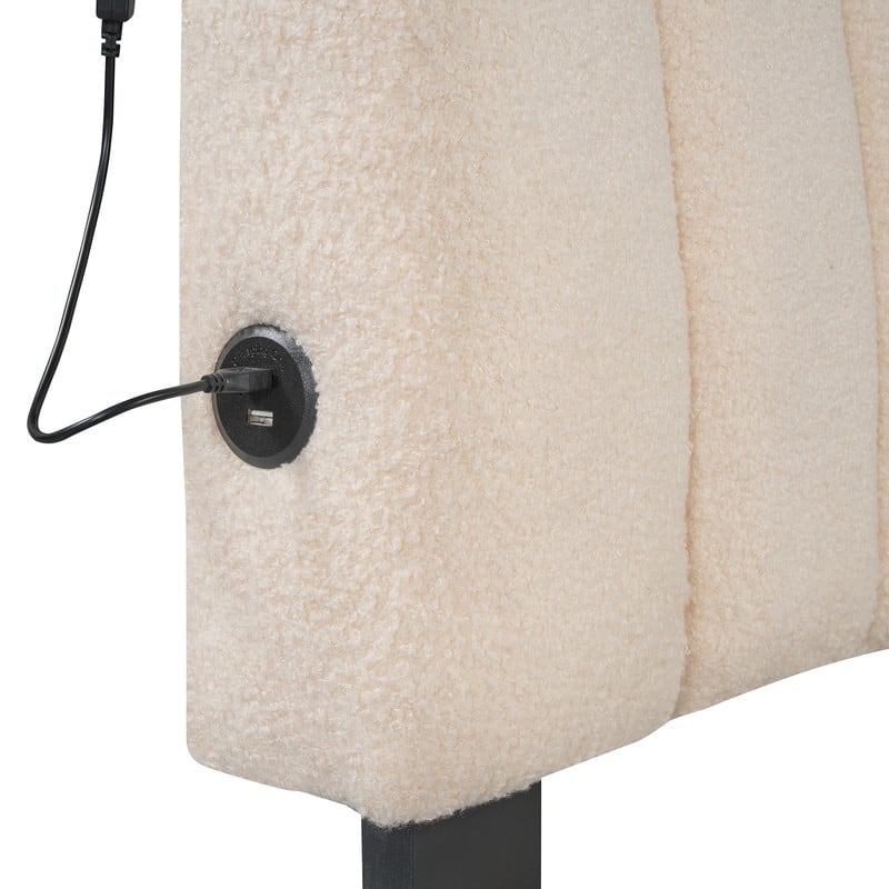 Teddy Fleece Upholstered Platform Bed with Trundle and Smarter LED,Twin/Full/Queen Size