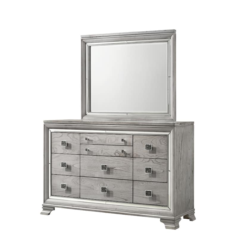Evonne 6 Piece Gray LED Upholstered Panel Bedroom Set