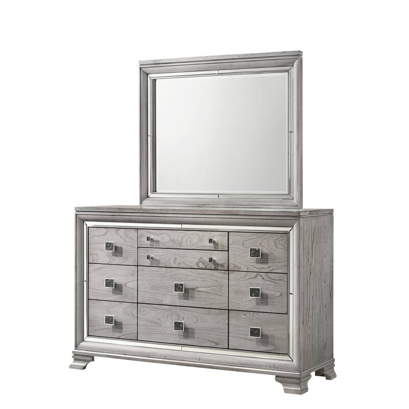 Evonne Gray LED Fabric Upholstered Panel Bed