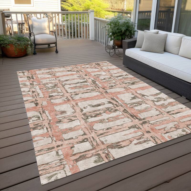Machine Washable Indoor/ Outdoor Chantille Abstract Contemporary Rug