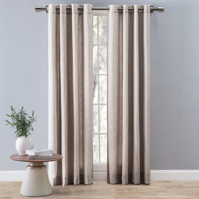 New Castle Gorgeous Slubbed Linen Lined Grommet Curtain Panel - 52"W x 84"L - Grey
