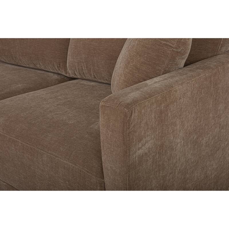 NADAAL STUDIOS Nyver Left-Facing Sectional, Deep Seat Layout with Oak Legs and Textured Polyester Upholstery, Camel