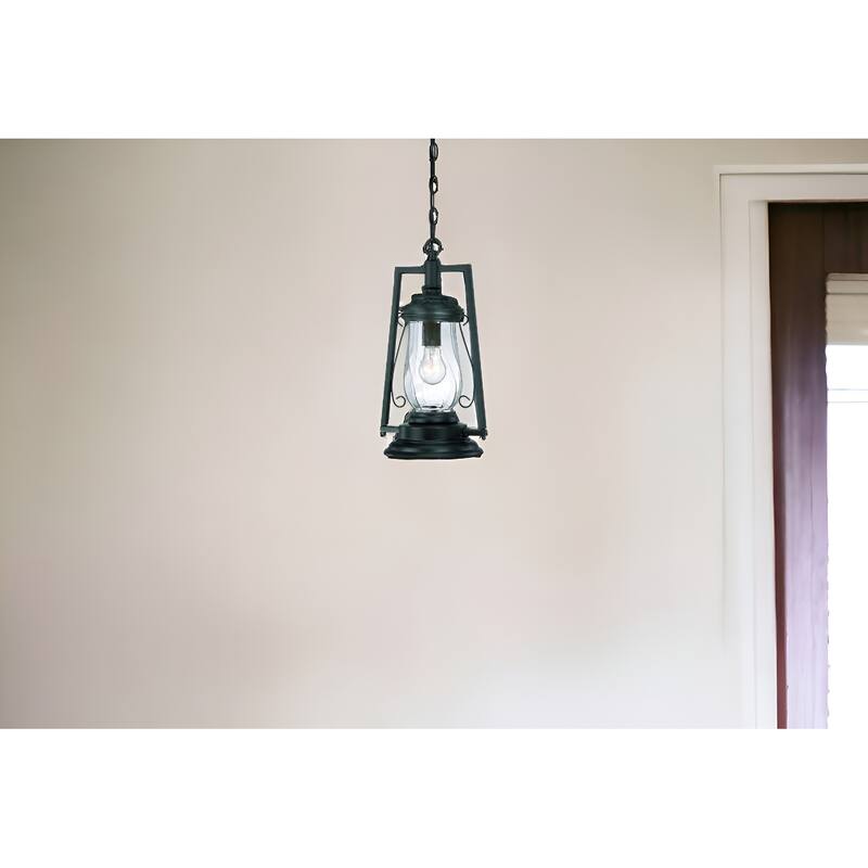 HomeRoots Matte Black Oil Lamp Hanging Light - 9' X '17' X '9 - 9' X '17' X '9