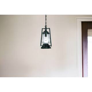 HomeRoots Matte Black Oil Lamp Hanging Light - 9' X '17' X '9