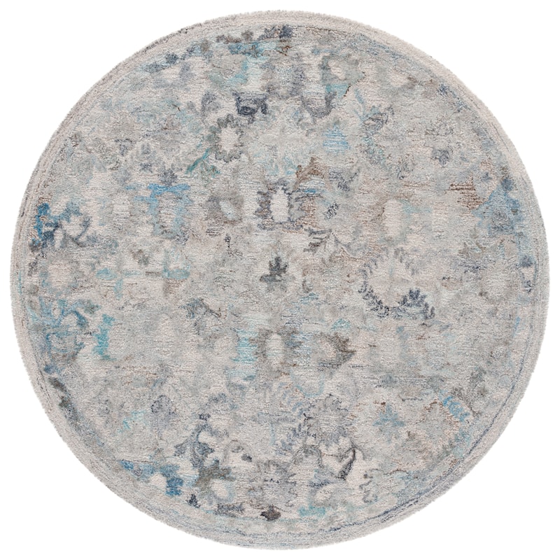 SAFAVIEH Handmade Marquee Lazarina Rug - 6' Round - Light Blue/Beige