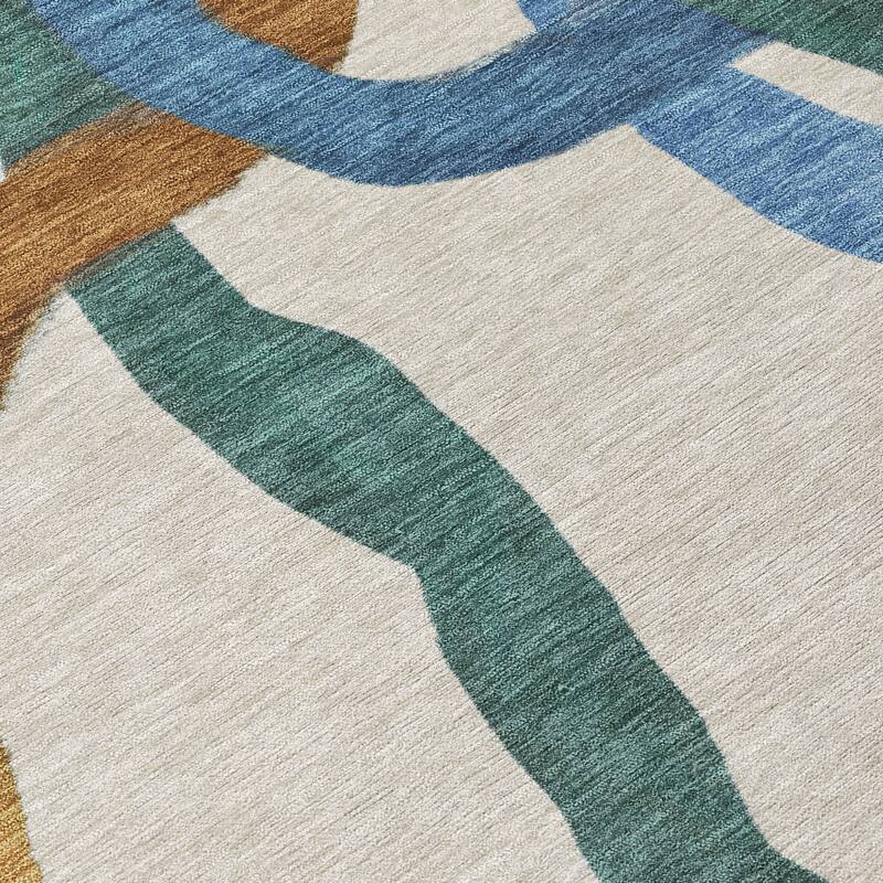 Machine Washable Indoor/ Outdoor Abstract Links Chantille Rug