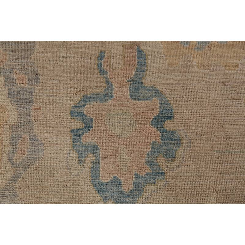 Hand Knotted Oriental 100% Wool Carpet Transitional All-Over Peach Oushak Area Rug - 13' 11'' X 10' 1''
