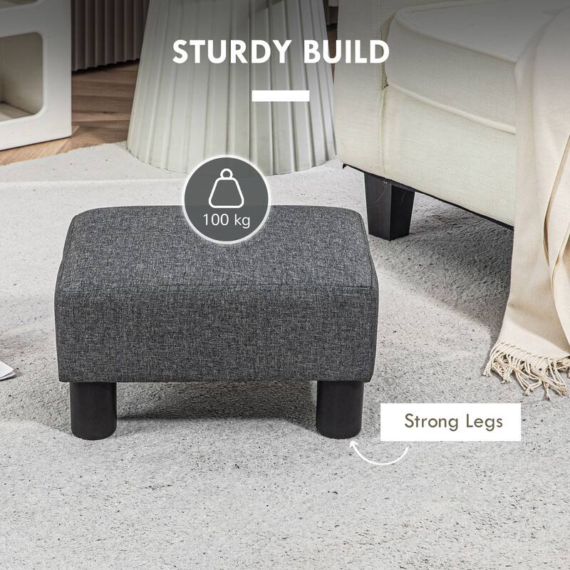 16" Cube Modern Linen Footrest Ottoman