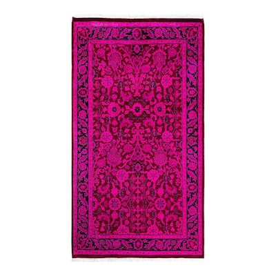 Overdyed, One-of-a-Kind Hand-Knotted Area Rug - Pink - 3' 1" x 5' 5"