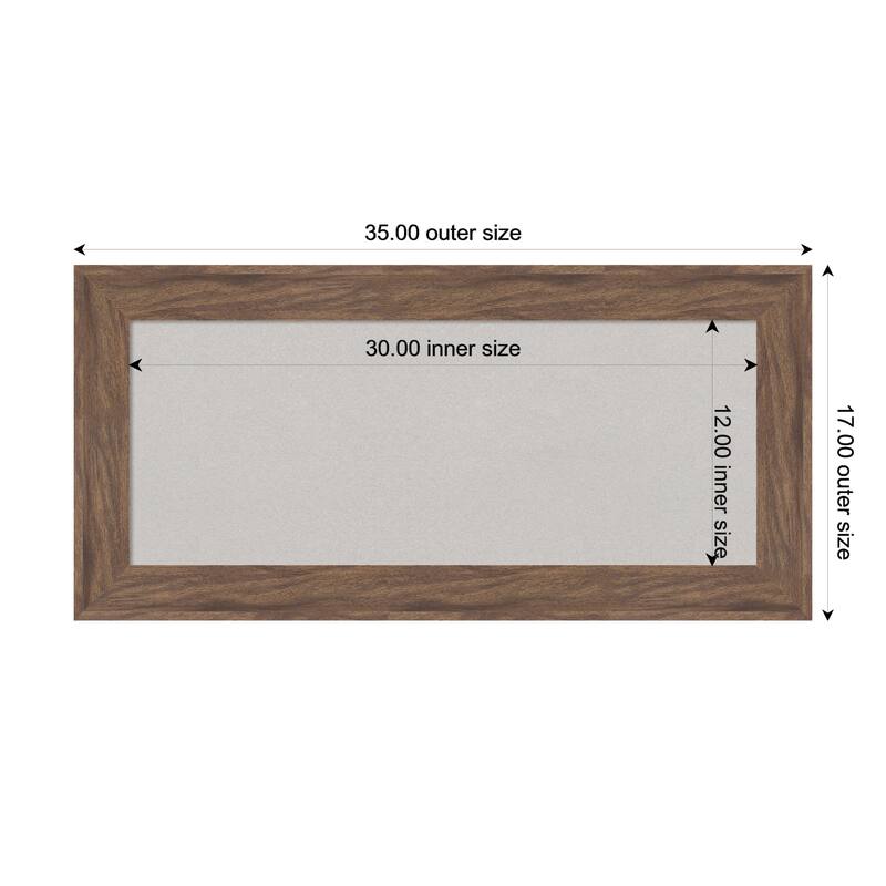 Pia Medium Brown Framed Cork Board - Bulletin Board, Organization Board, Pin Board - Grey - 35 x 17 in