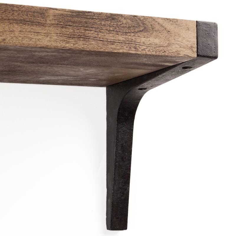 Dion Brown Wood With Black Metal Wall Shelf (58") - 58.0L x 11.0W x 11.0H