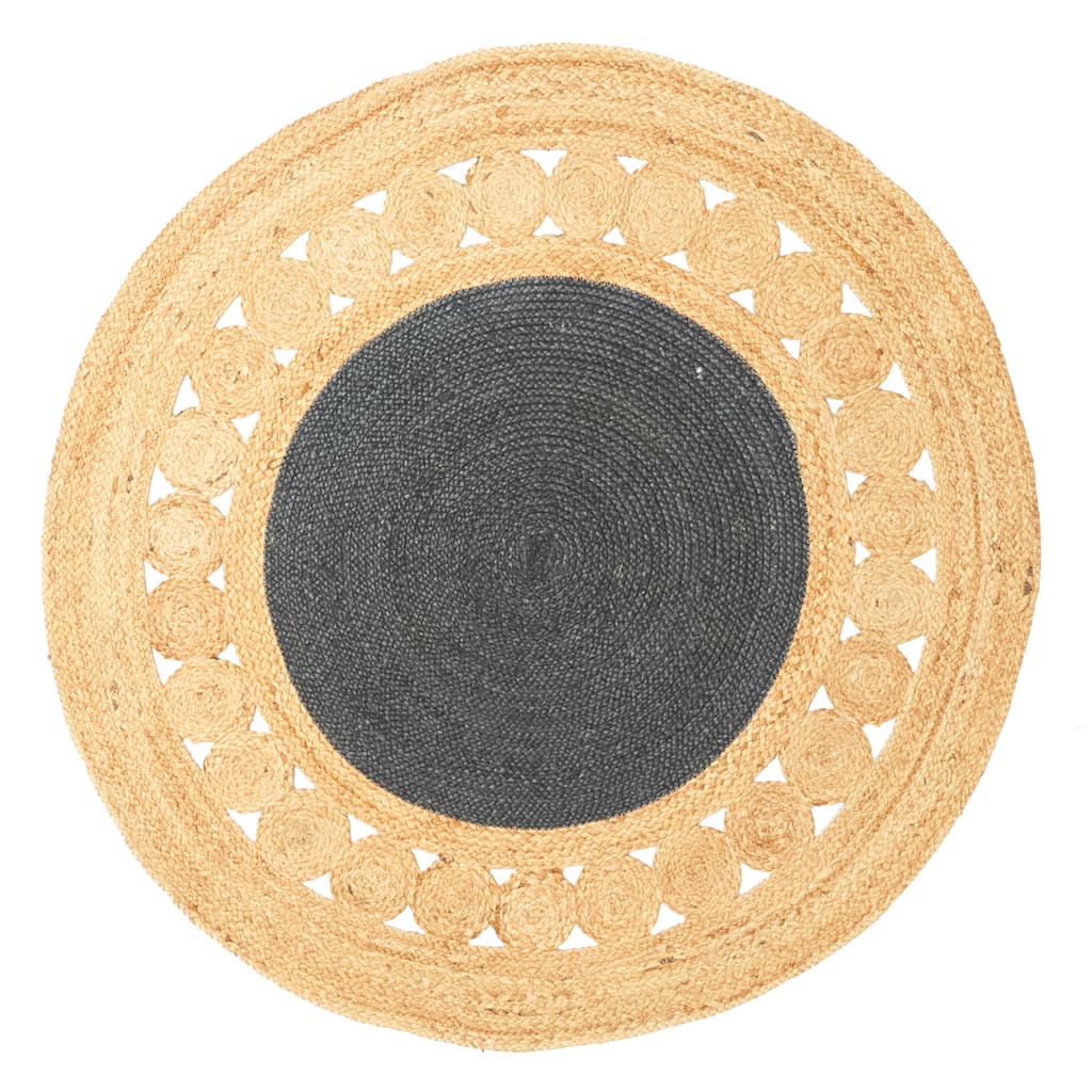 ECARPETGALLERY Braided Weave Palas Denizli Black Jute Rug - 3'10 x 3'10