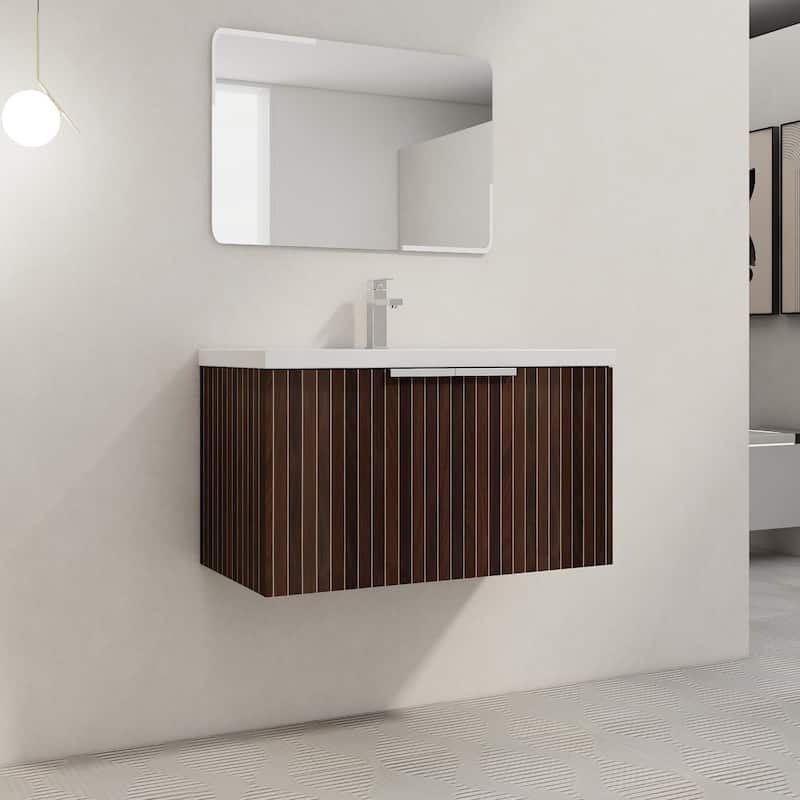 Bathroom Vanity With Sink In 24/30/36 Inch, Floating Bathroom Vanity With Soft Close Door