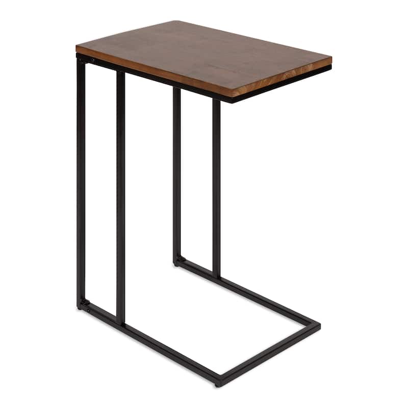 Kate and Laurel Lockridge Metal Base C-Table - 19x12x27 - Walnut Brown