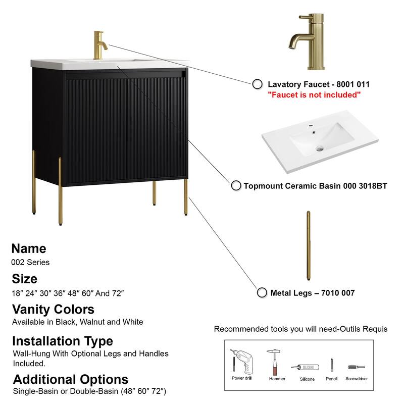 Ripple 30" Single Bathroom Vanity Kit (Assembly Required)