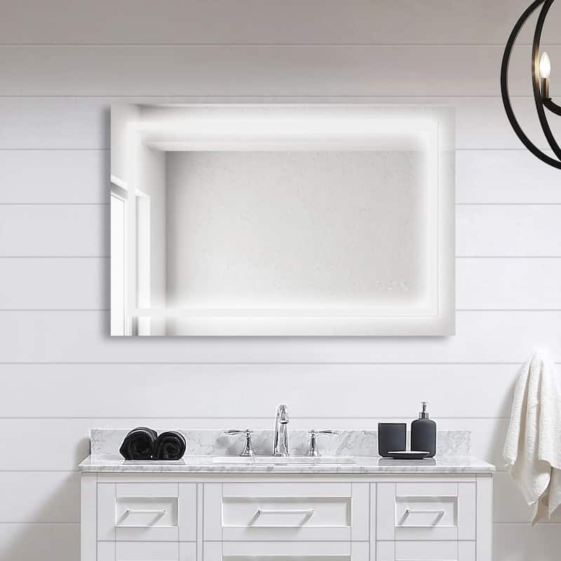 LED Dual Color Temperature Defogging Bathroom Mirror - White