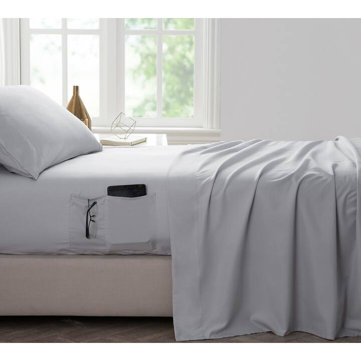 BYB Bedside Pocket Bed Sheet Set - Glacier Gray - Queen
