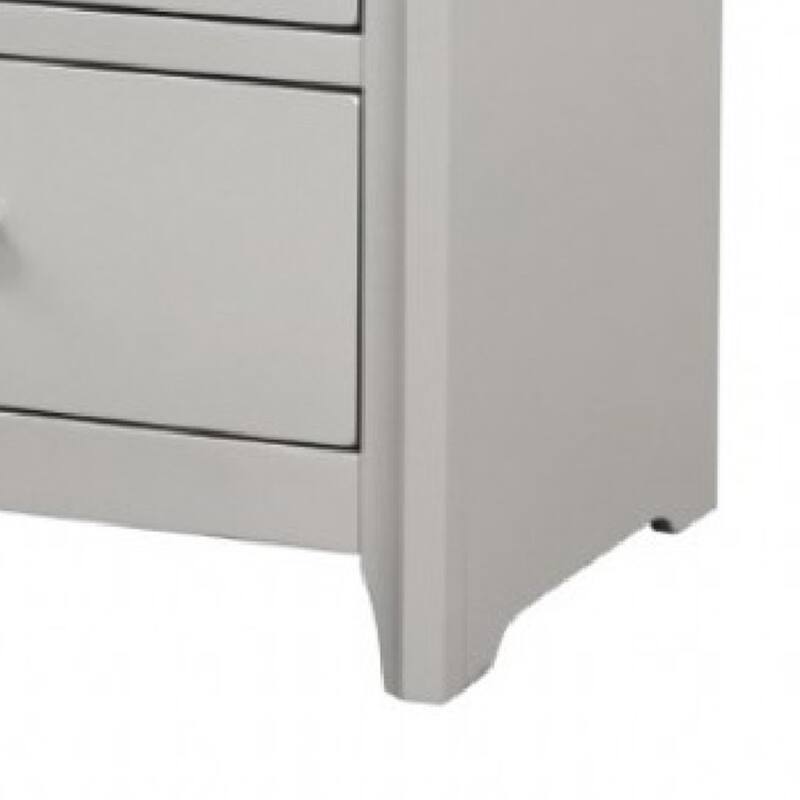 Broy Nightstand, 2 Drawers, Crystal Knobs, Champagne Gray Wood 25 Inch