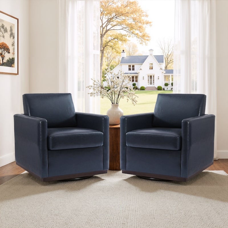 Set of 2 Modern Swivel Accent Armchairs Upholstered Arm Chairs