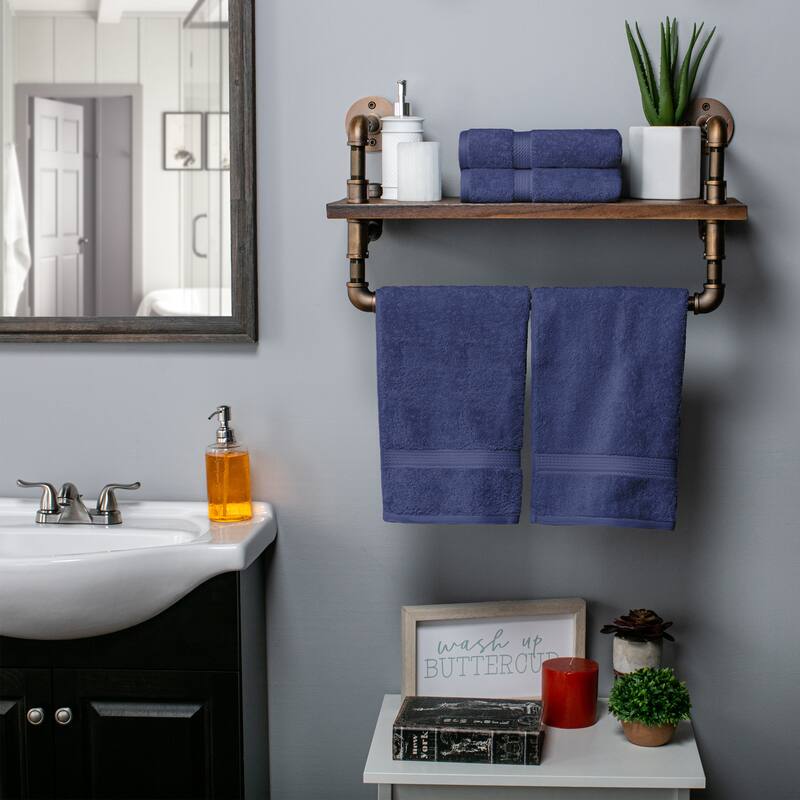 Superior Marche Egyptian Cotton Hand Towel - Set of 4 - Navy Blue