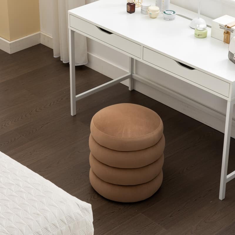 Soft Velvet Round Ottoman Footrest Stool