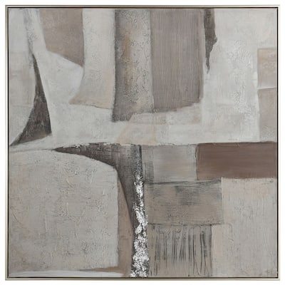 Stepping Stones I - Hand Painted Abstract Wall Art - Mixed Media - Champagne Frame