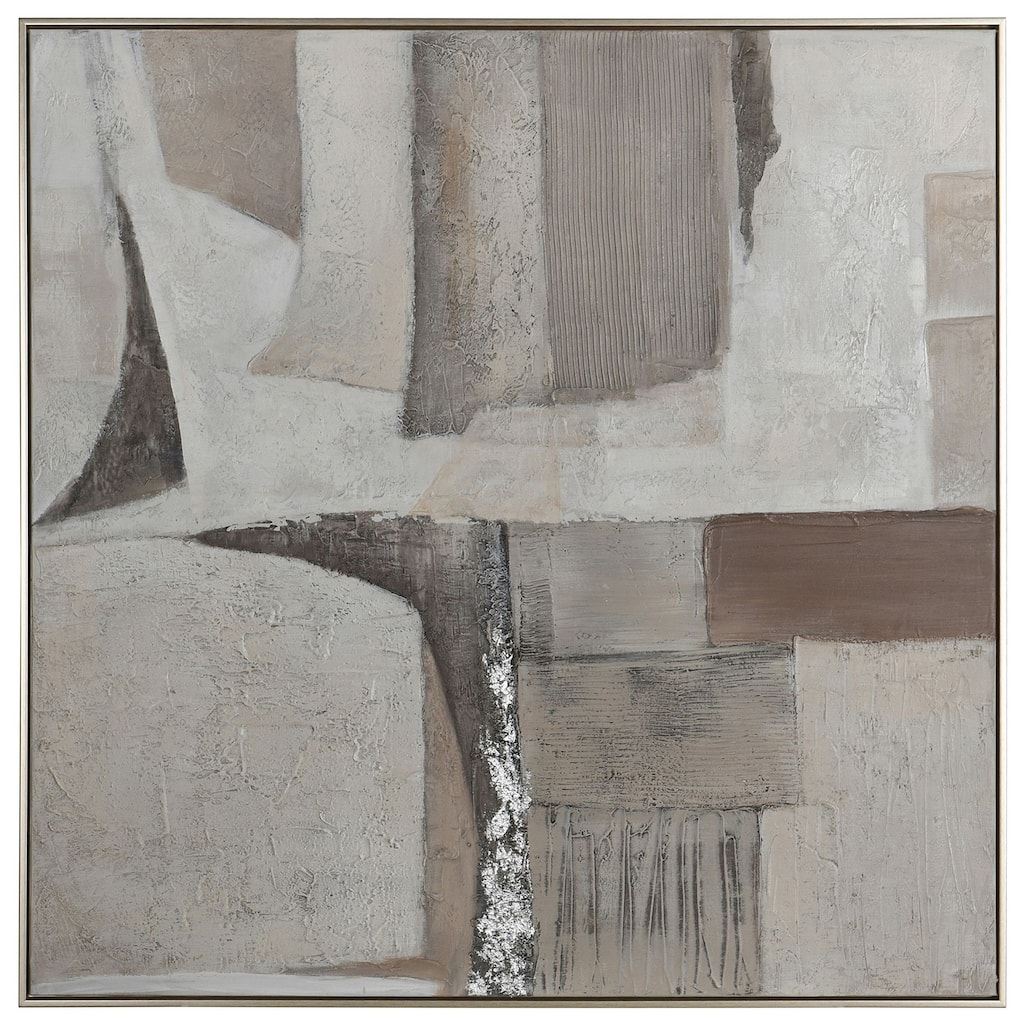 Stepping Stones I - Hand Painted Abstract Wall Art - Mixed Media - Champagne Frame