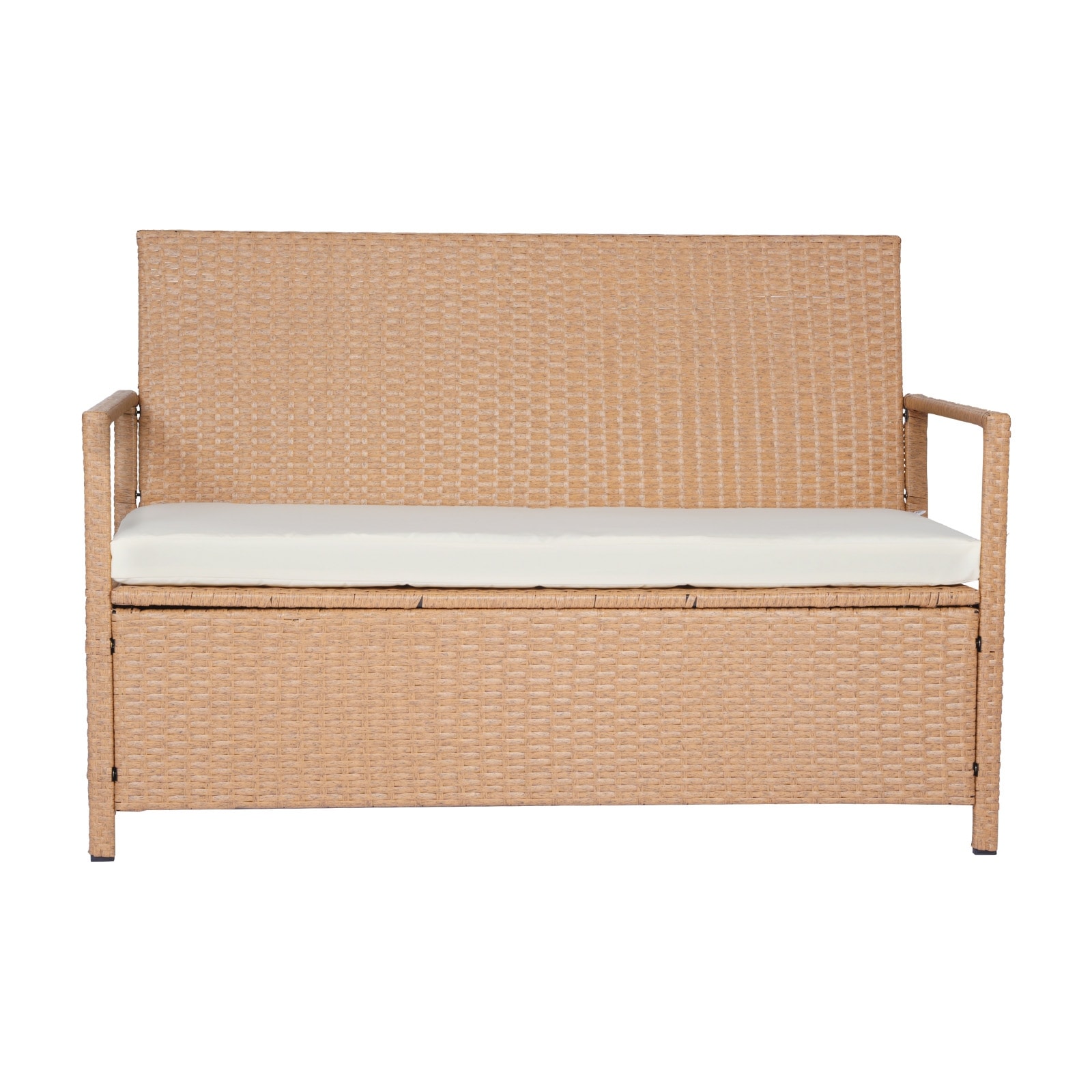 UIMOSO Outdoor Storage Bench, 2-Person PE Rattan Storage Bench, Weatherproof Outdoor Seating & Porch Décor