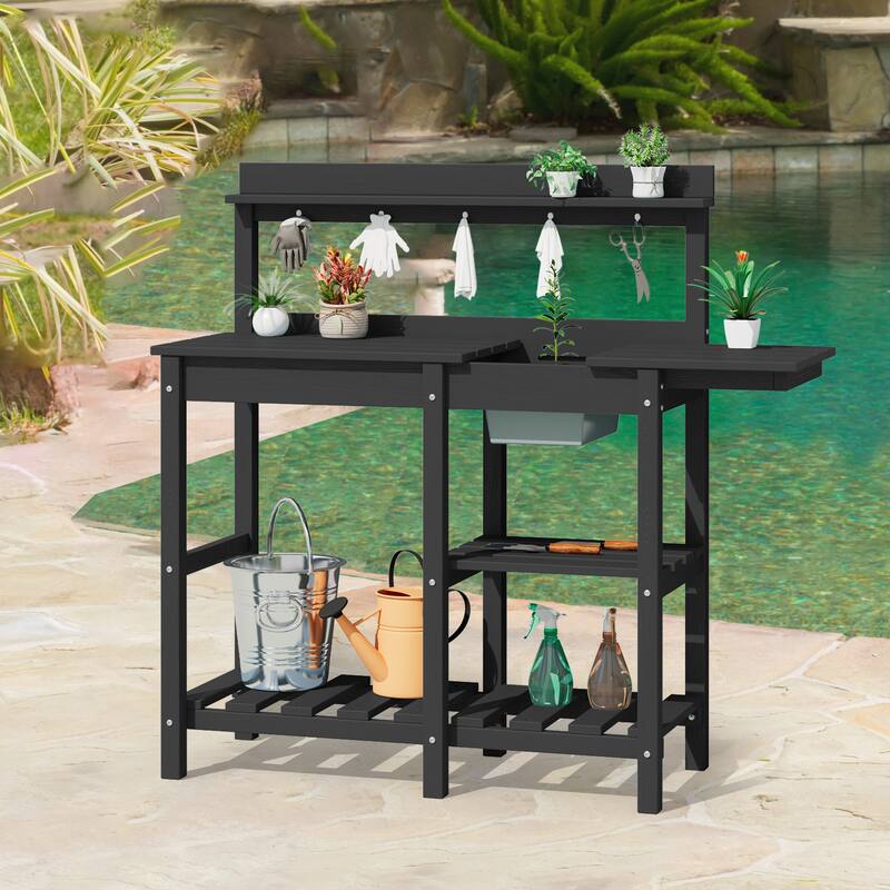 HDPE Patio Outdoor Potting Table, Versatile Gardening Planting Workbench