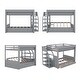 preview thumbnail 18 of 22, Convertible Design Full over Full Size Wooden Bunk Bed with Storage Staircase, Bedside Table, and 3 Drawers