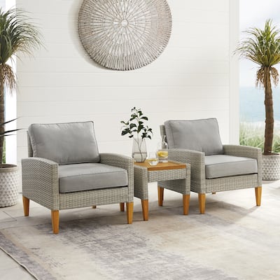 Crosley Capella 3Pc Outdoor Wicker Chair Set