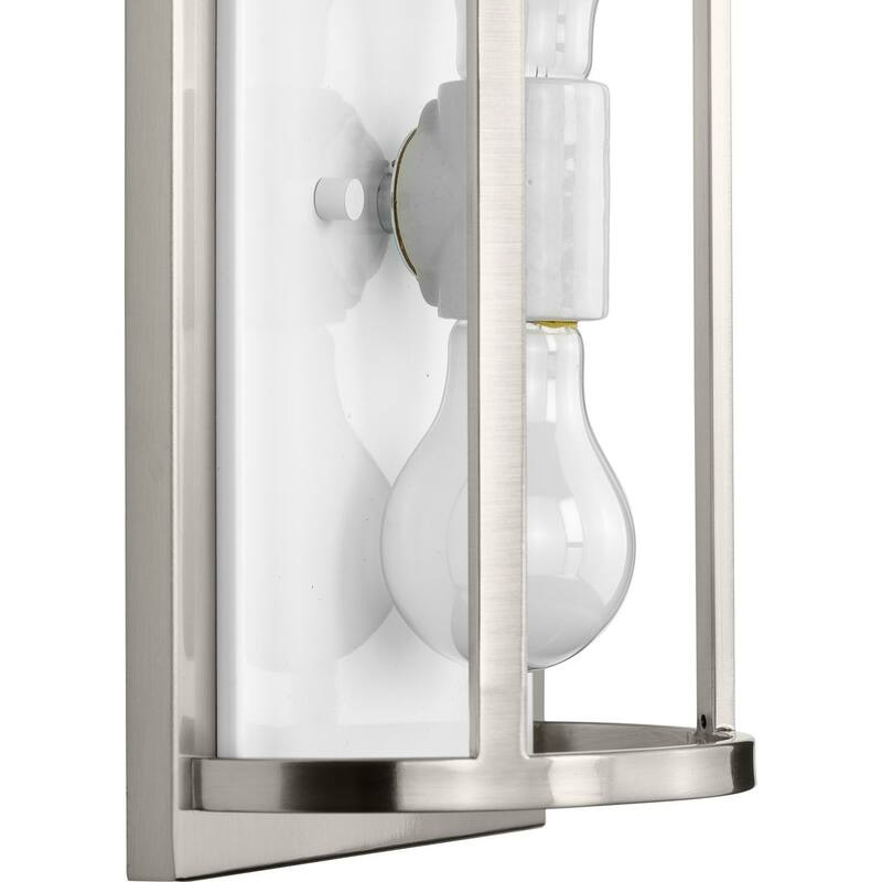 Parkhurst Collection Two-Light Brushed Nickel Etched Glass New Traditional Wall Sconce - 7.5 in x 4 in x 12 in