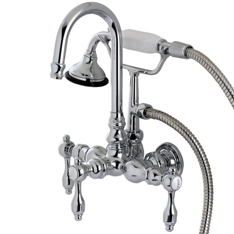 Kingston Brass Tudor Wall Mounted Clawfoot Tub Filler Trim with Lever - Chrome - Chrome