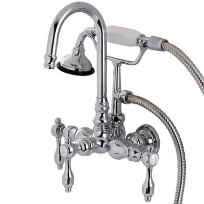 Kingston Brass Tudor Wall Mounted Clawfoot Tub Filler Trim with Lever - Chrome