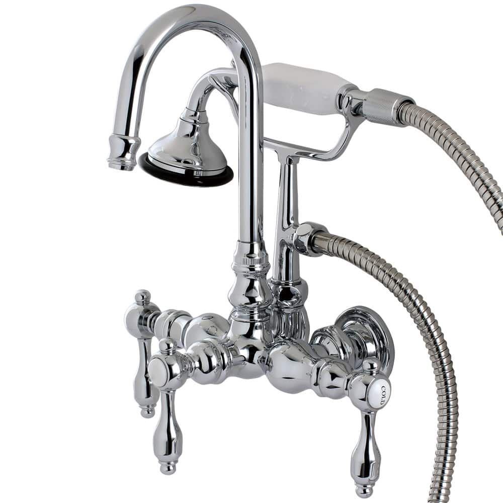 Kingston Brass Tudor Wall Mounted Clawfoot Tub Filler Trim with Lever - Chrome