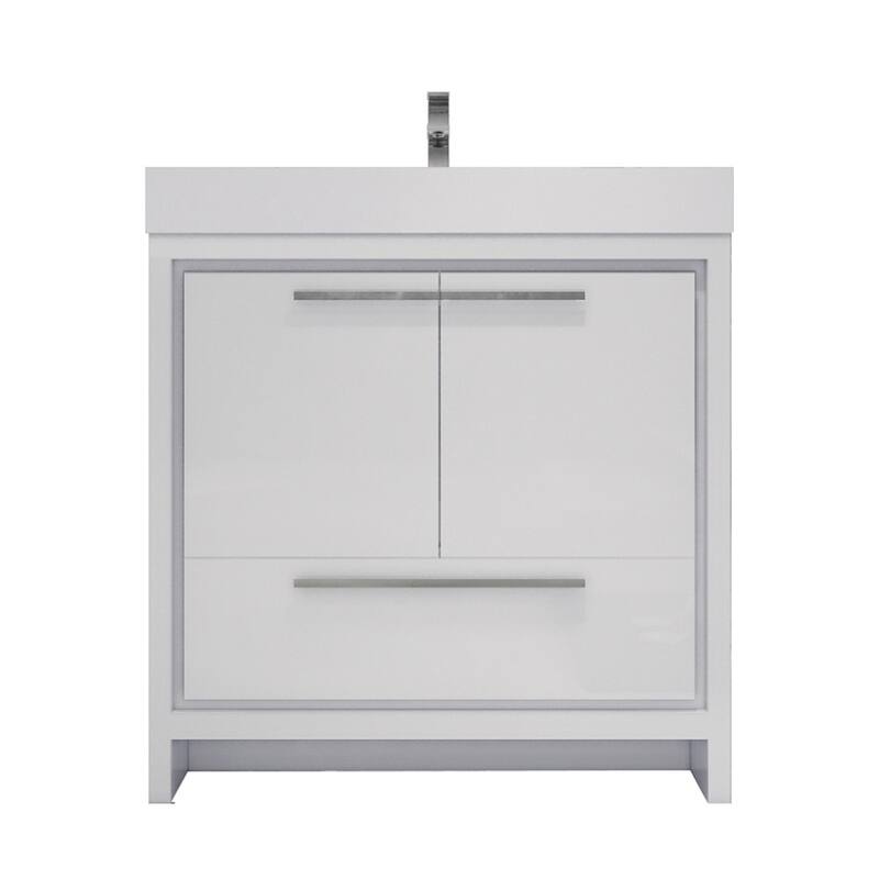 Dove 36'' Freestanding Vanity with Reinforced Acrylic Sink - 36'' - High Gloss White