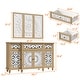 preview thumbnail 2 of 31, Rustic Carved Wood Sideboard Cabinet with Bonus Matching Wall Art Buffet Console Table