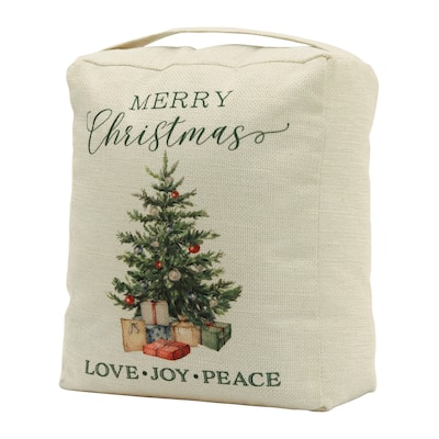 Merry Christmas Fabric Door Stop with Handle