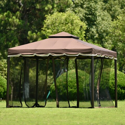 Nestfair 9.8 ft. x 8.8 ft. Steel Vented Dome Top Patio Gazebo with Netting