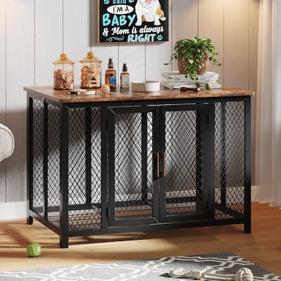 Large Dog Crate Furniture with Top Opening, End Table Design