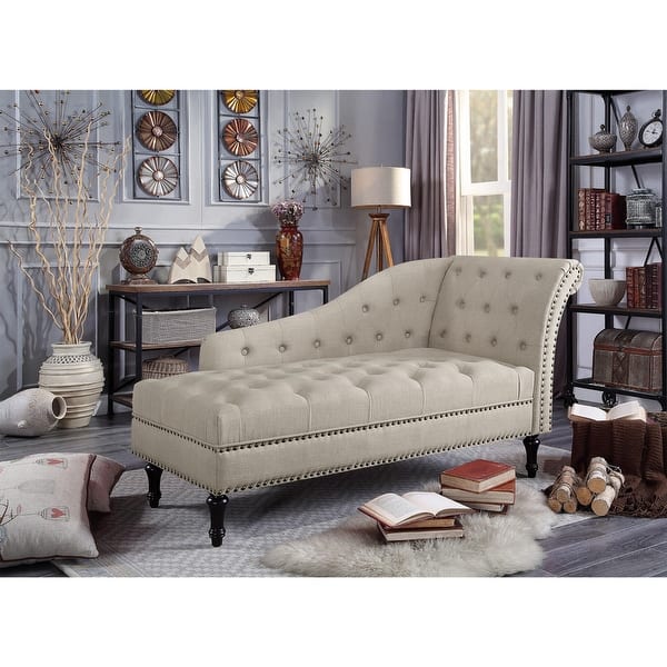 Rosevera DeedeeTufted Chaise Lounge with Nailhead Trim On Sale Bed