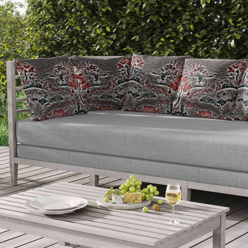 Leaf Magic Stories Indoor/Outdoor Reversible Throw Pillow Grey and Red