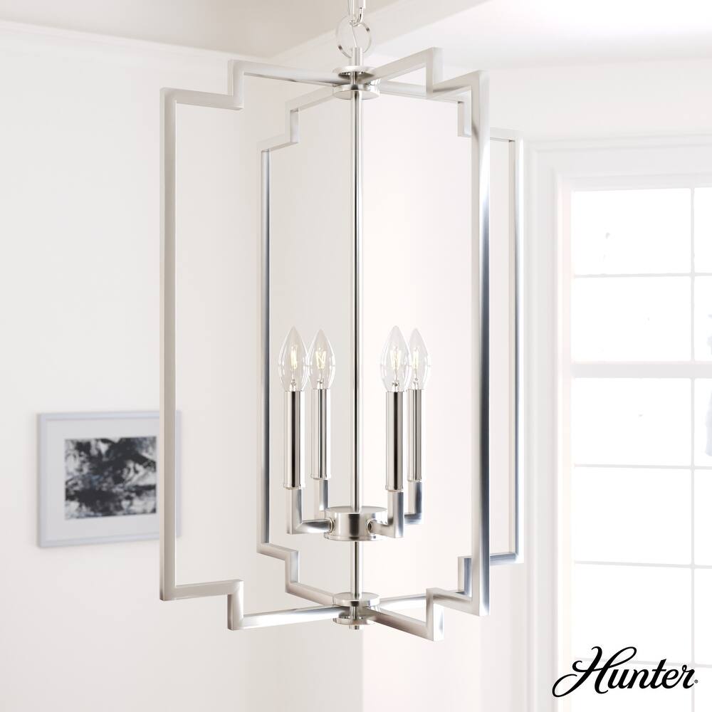 Hunter Zoanne 4-Light Modern Pendant Hanging Light - Island, Entry, Dining - Geometric, Contemporary, Candle, Transitional