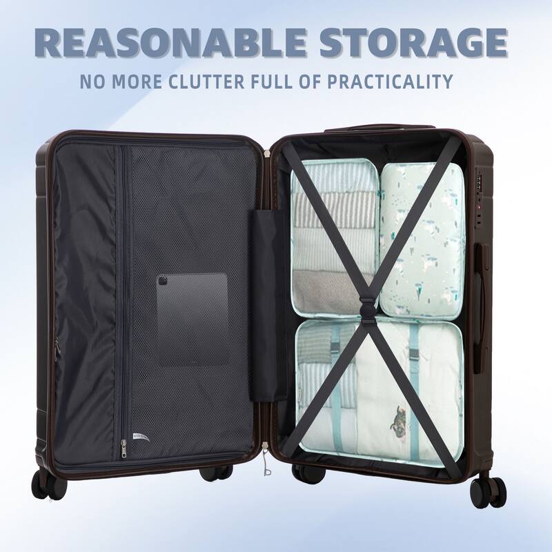 3 PCS in ABS Spinner Wheel Carry on Suitcase Luggage, TSA Combination Lock